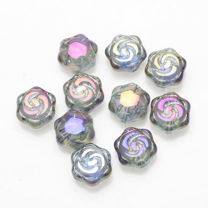 Electroplated Rose Glass Beads 16mm Transparent Iridescent 20pcs 14