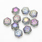 Electroplated Rose Glass Beads 16mm Transparent Iridescent 20pcs 14