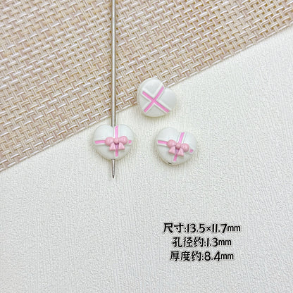 Bouquet and Heart Gift Box Metal Beads 13mm 16mm Pastel Painted 10pcs 13