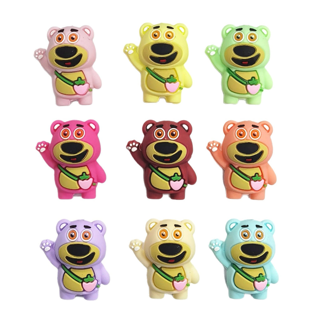 Silicone 3D Focal Beads Strawberry Bear Waving Paw 20pcs