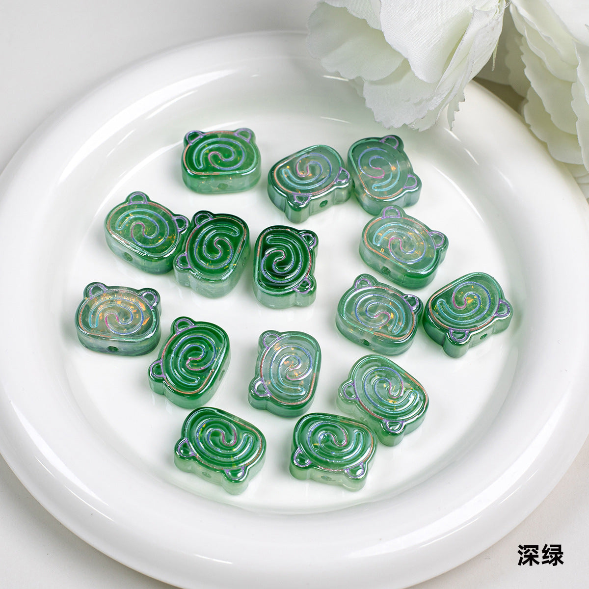 Spiral Pattern Bear Resin Beads 20mm Multicolor Translucent 10pcs 15