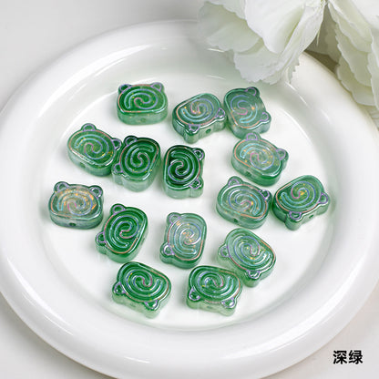 Spiral Pattern Bear Resin Beads 20mm Multicolor Translucent 10pcs 15