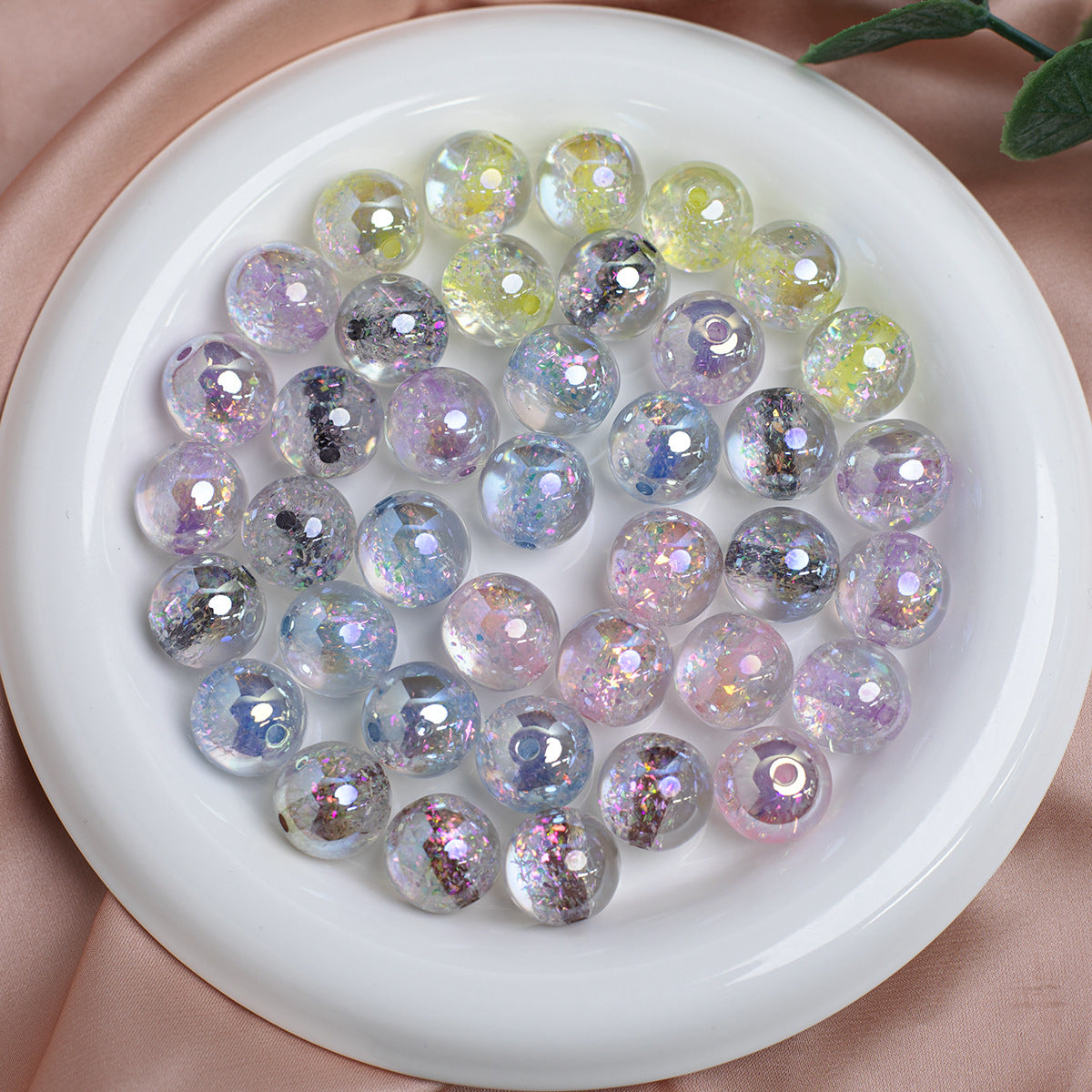 Dyed Core Imitation Opal Resin Beads 8mm Round Mixed Colors 40pcs 5