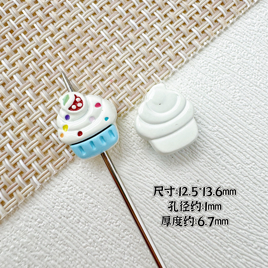 Baking Painted Watermelon and Cake Metal Beads 16mm Colorful 10pcs 13
