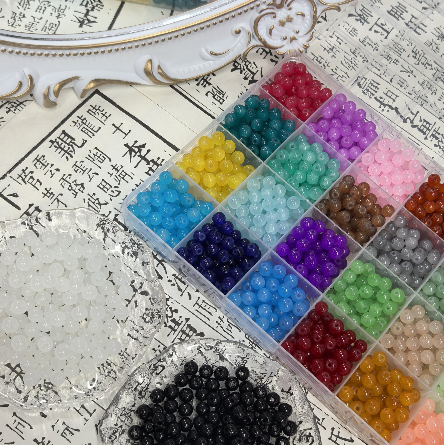 Transparent Round Glass Beads 8mm Vibrant Colors 50pcs