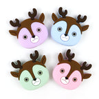 Silicone Focal Beads Deer Face Antlers Mint Green Pink Light Blue 20pcs 3