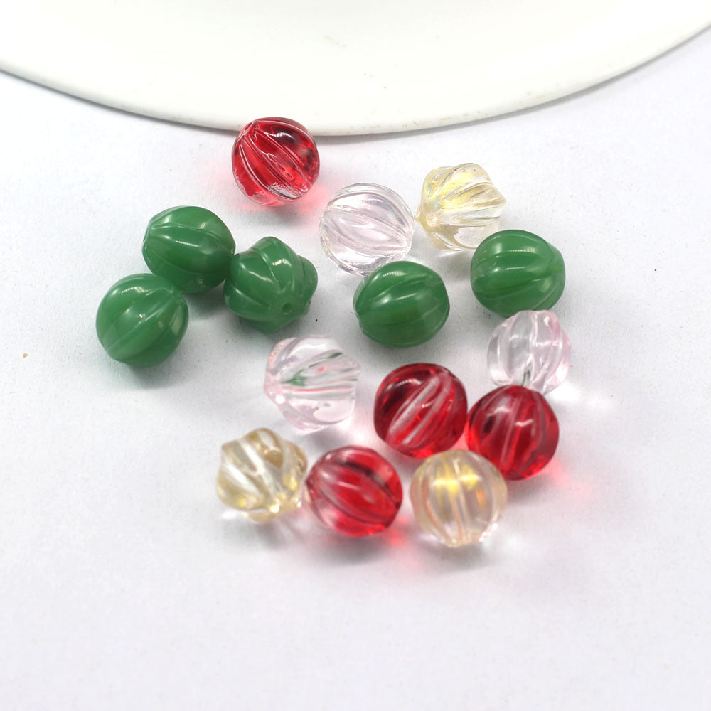 Pumpkin Glass Beads 10mm Imitation Jade Transparent Colors 20pcs 4