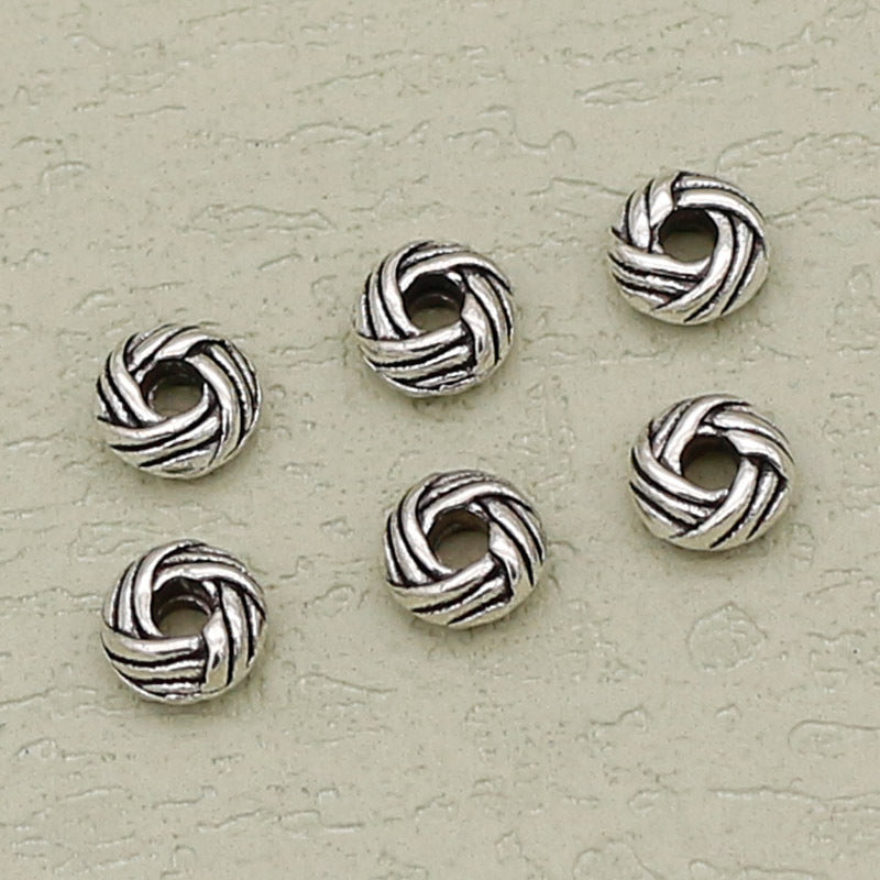 Alloy Oval Spacer Beads 6mm Woven Immitation Tibetan Antique Silver 100pcs
