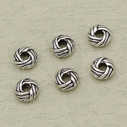 Alloy Oval Spacer Beads 6mm Woven Immitation Tibetan Antique Silver 100pcs