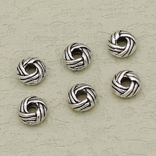 Alloy Oval Spacer Beads 6mm Woven Immitation Tibetan Antique Silver 100pcs