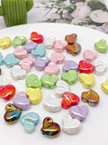 Plating Irregular Heart Acrylic Beads 17x20mm Colorful Mixed 100pcs 6