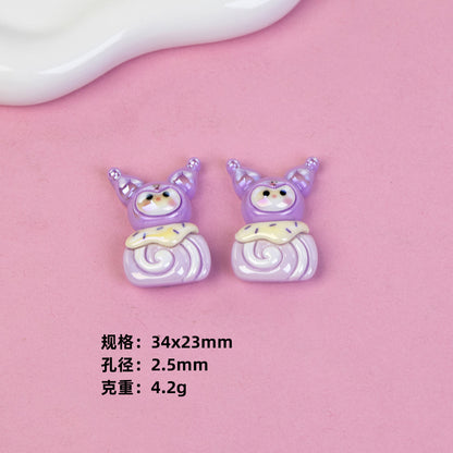 Sanrio Swiss Roll Series Resin Beads Playful Pastel Mixed 10pcs 7