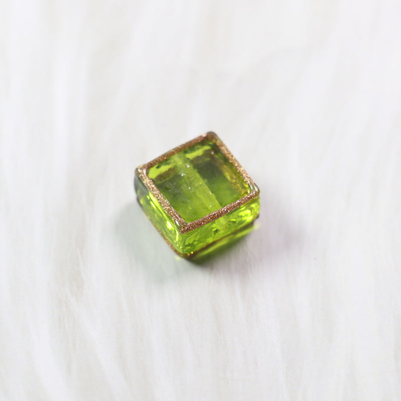 Lampwork Glass Beads Square 12mm Transparent Filigree 20pcs 10