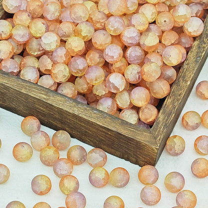 Frosted Round Glass Beads 10mm Muted Pastels Earth Tones 50pcs 13