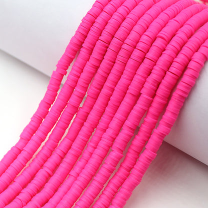 Flat Clay Beads 6mm Solid Color Smooth Polymer Disc 10strands 37