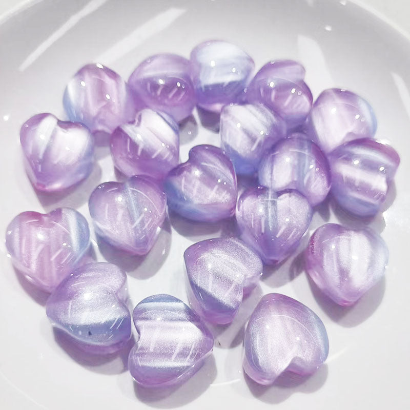 Fantasy Gradient Heart Resin Beads 20mm Pearlescent Purple Blue 20pcs