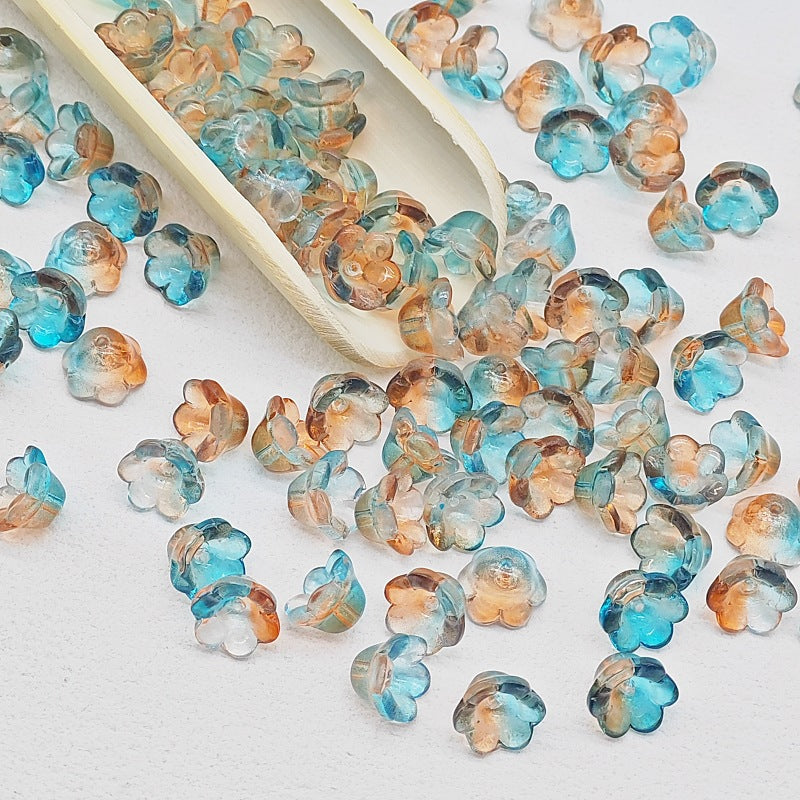 Campanula Flower Glass Beads 7x12mm Frosted Glossy Pastel 50pcs 29