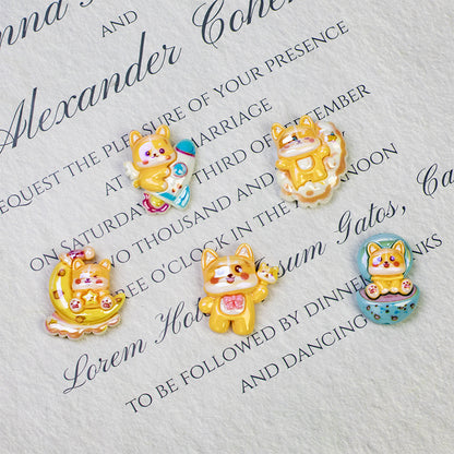 Plating Cute Corgi Resin Beads Glossy Honey Tone 10pcs