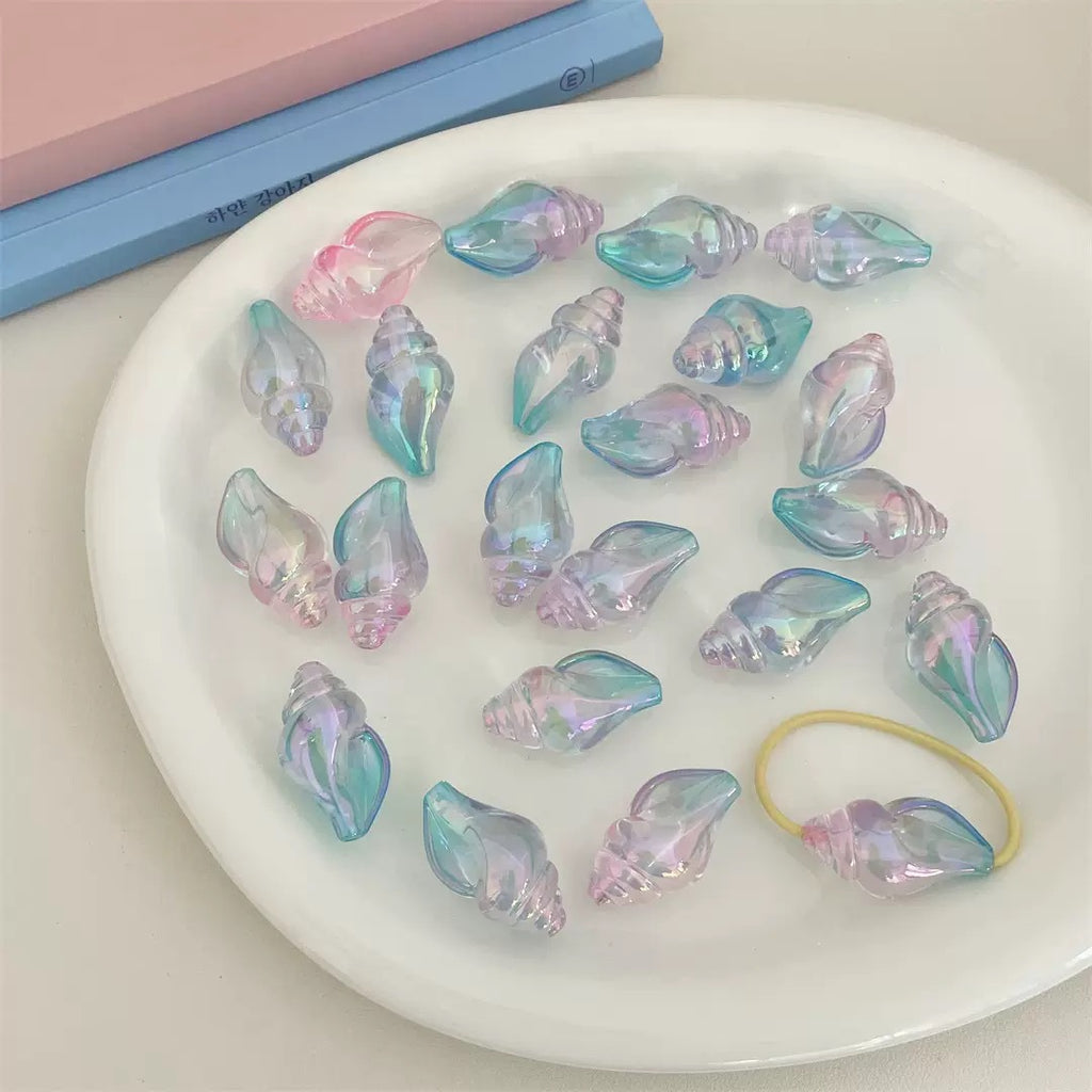 Plating Conch Acrylic Beads 20mm 35mm 3D Gradient Two-Color 50pcs 4