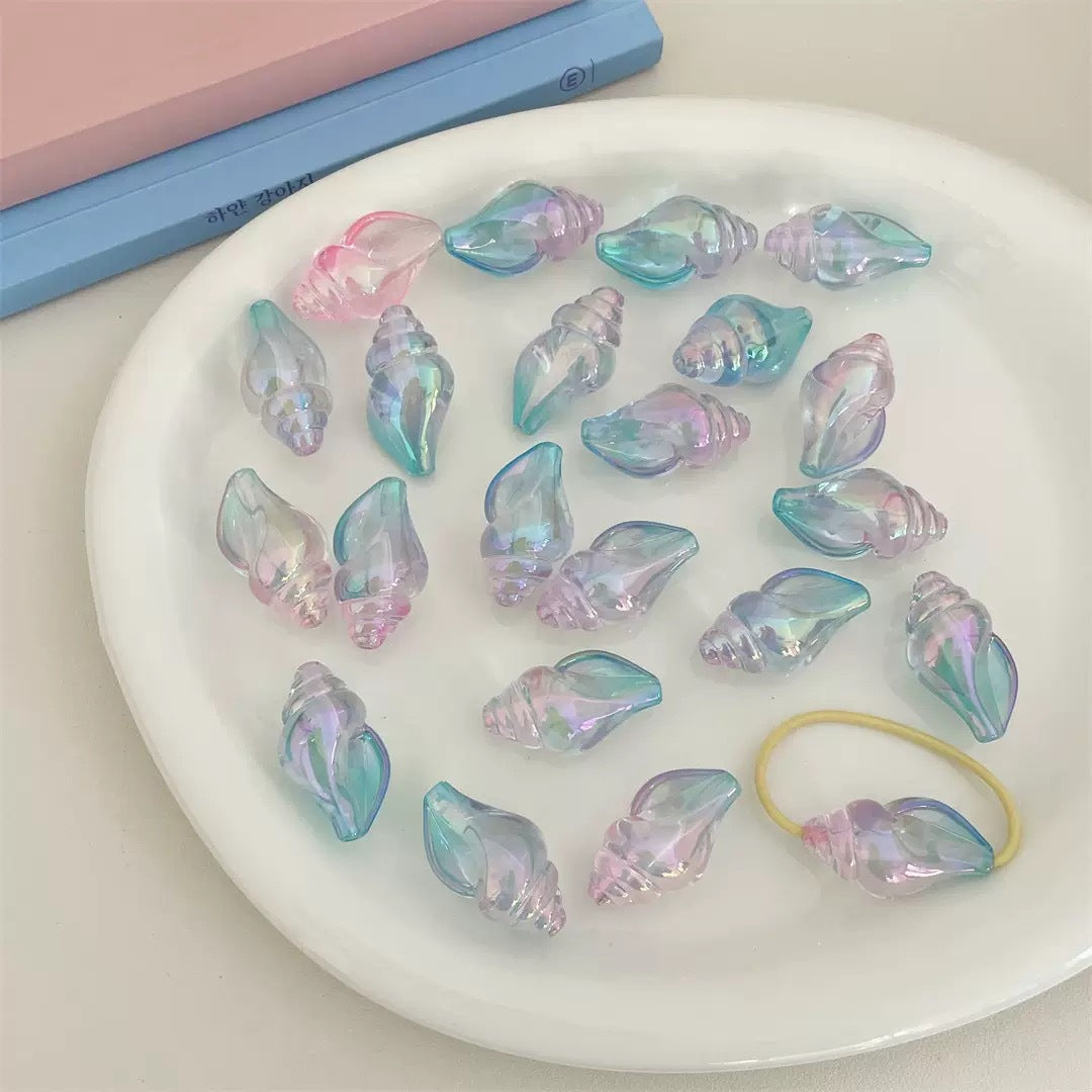 Plating Conch Acrylic Beads 20mm 35mm 3D Gradient Two-Color 50pcs 4