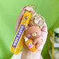 PVC Animal Cartoon Piglet Keychain with Soda Bottle Red Pink 7