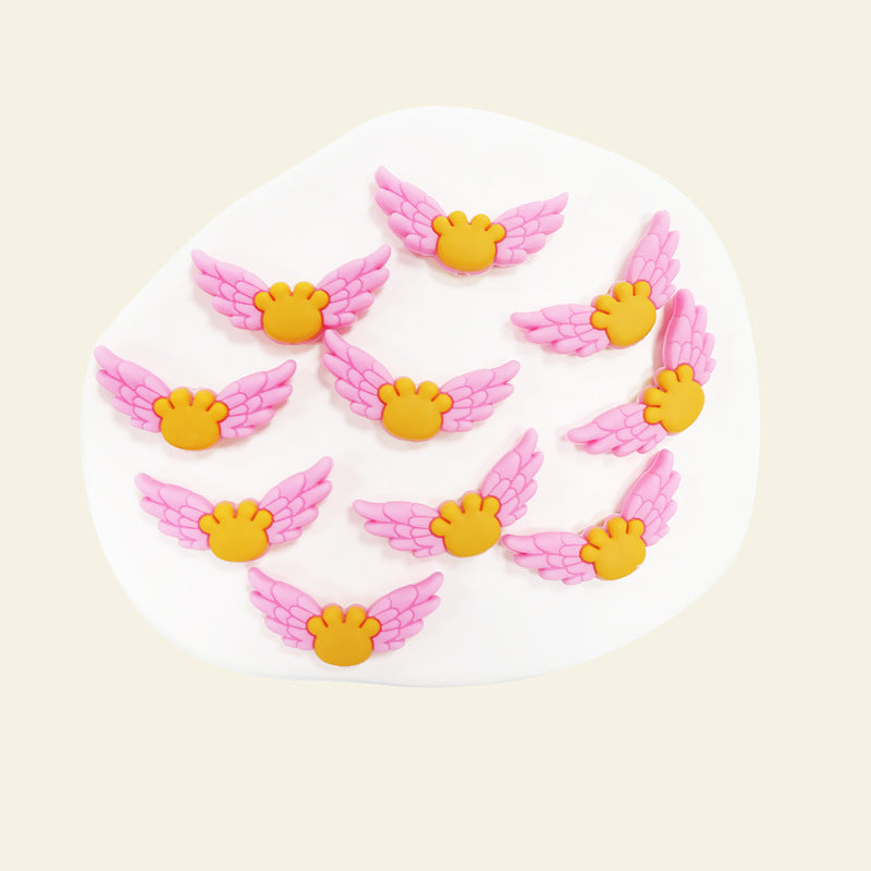 Silicone Focal Beads Winged Bear Pastel Colors Golden Bear Motif 1 Piece 13