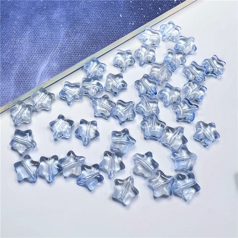 Small Star Czech Glass Beads 8mm Translucent Gold Flecked 50pcs 21
