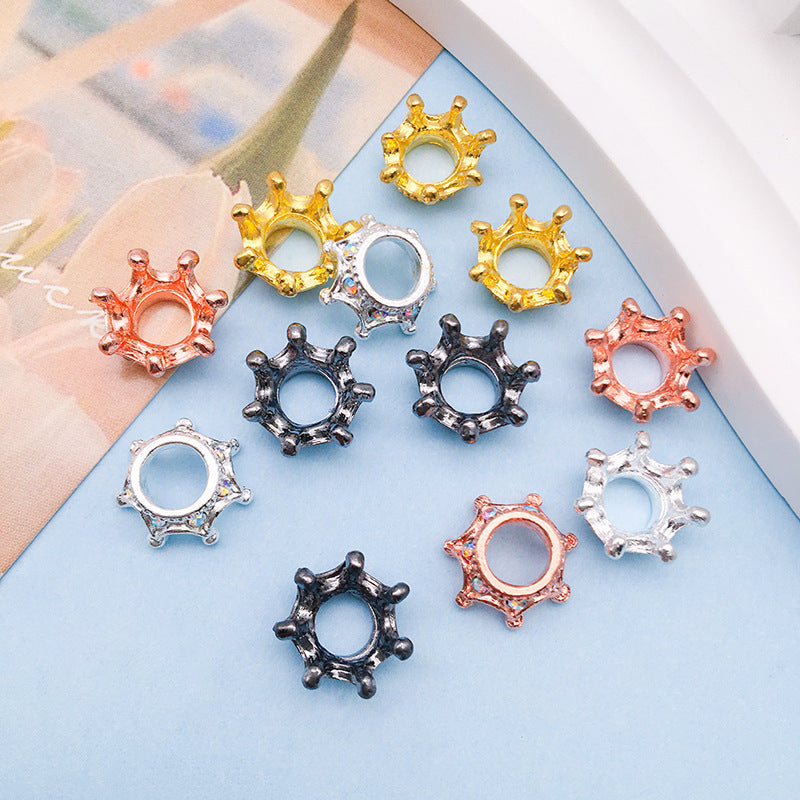 Vintage Crown Rhinestone Beads 12mm Alloy Pave Mixed Finishes 50pcs 2