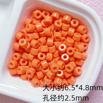 Solid Color Cylindrical Pony Beads Acrylic 6mm 50pcs 10