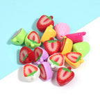 Painted Half Strawberry Acrylic Beads 16mm Colorful Mixed 20pcs 2
