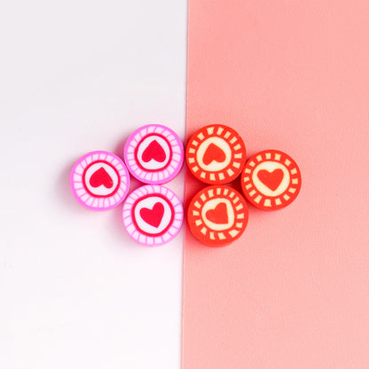 Flat Clay Beads 9mm Love Color Spot Polymer 100pcs 3