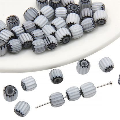 Glaze Millefiori Glass Beads 6mm Striped Colorful Glossy 10pcs 16