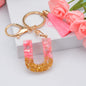 Resin Floral Pink Tassel Monogram Keychain Alphabet Letter A 47