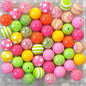 Bubblegum Beads 20mm Pink Green Yellow Orange Polka Dot Strip Chunky Mix 50pcs