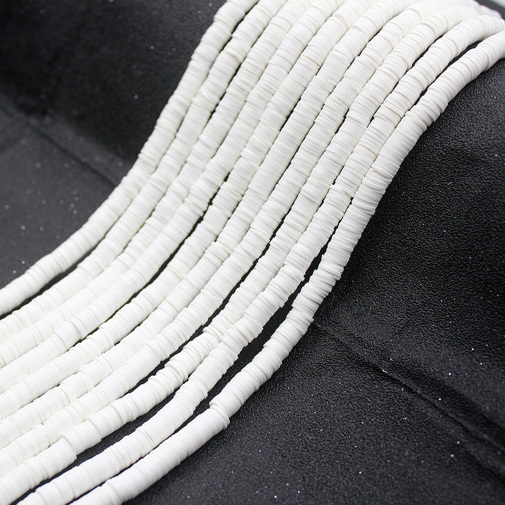 Flat Clay Beads 6mm Solid Color Smooth Polymer Disc 10strands 2
