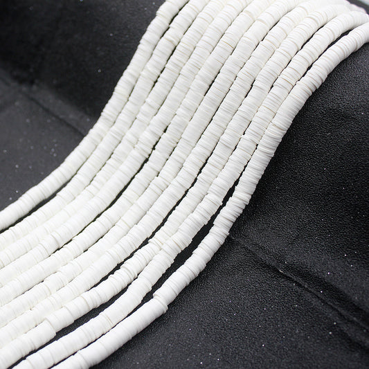 Flat Clay Beads 6mm Solid Color Smooth Polymer Disc 10strands 2