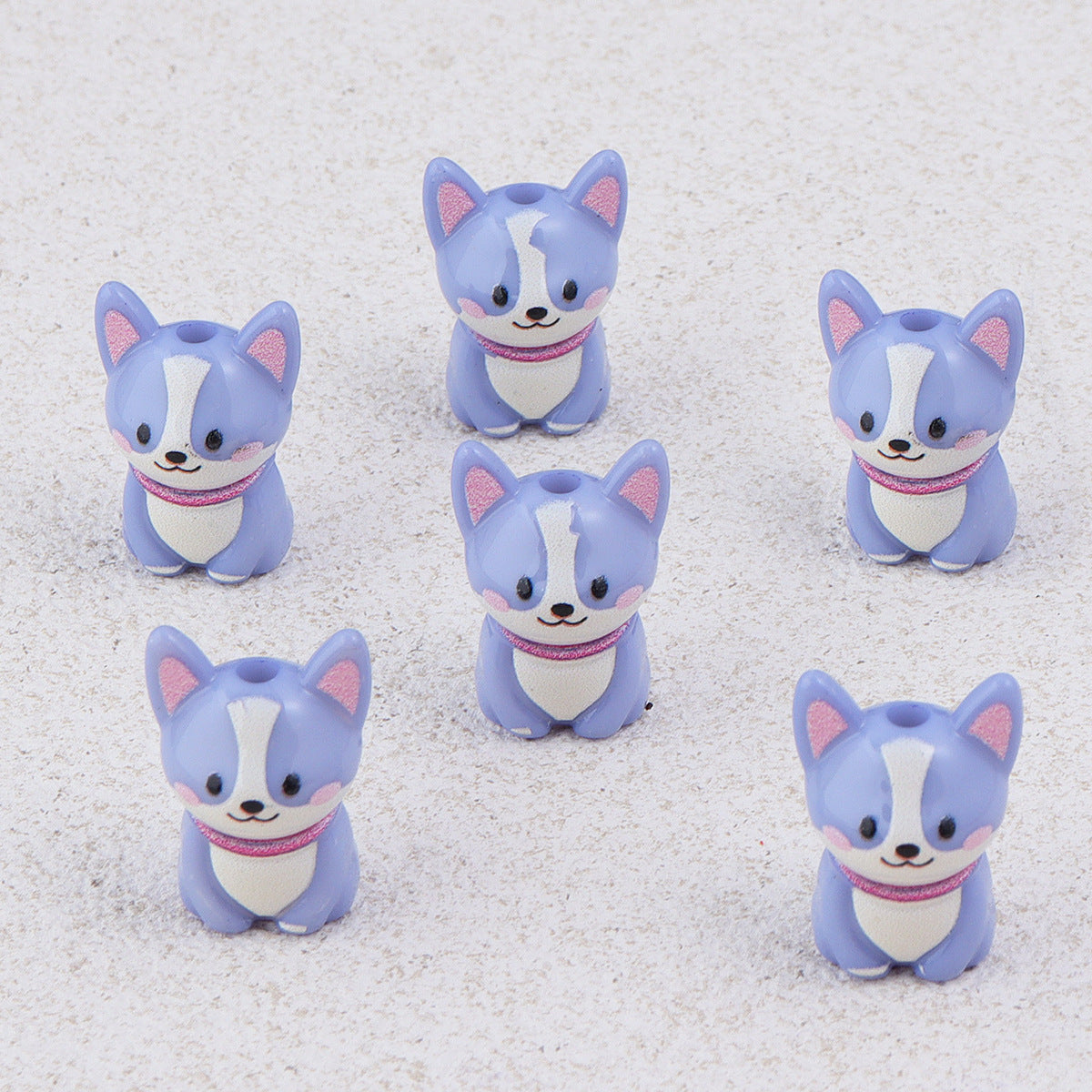 Painted 3D Corgi Acrylic Beads 16x23mm Colorful Mixed 10pcs 4