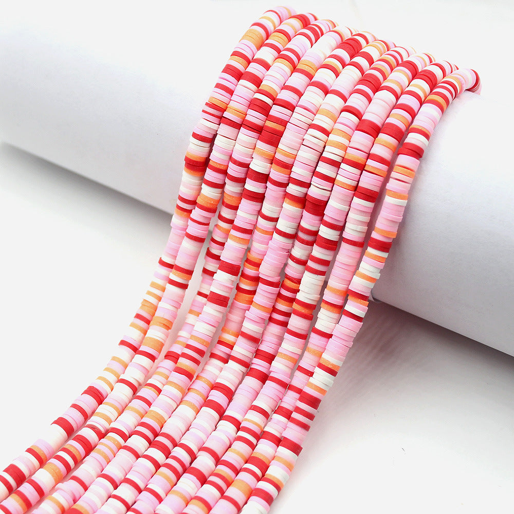 Flat Clay Beads 6mm Colorful Polymer Spacer Disc 10strands 34