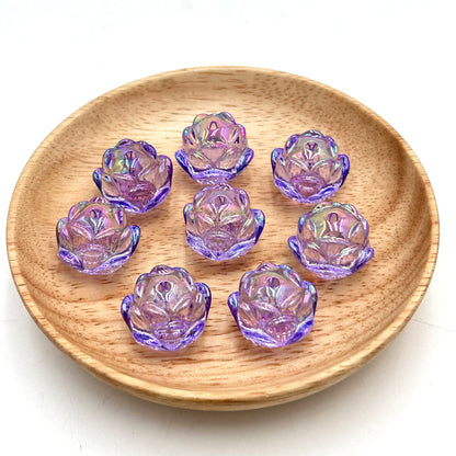 UV Plating Lotus Acrylic Beads 21mm Transparent Glossy 5pcs 4