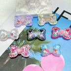 Hand Painted Bow Acrylic Beads 40mm Colorful Heart Design 5pcs 2