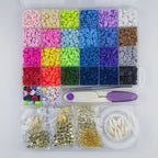 Heishi Clay Beads 6mm Polymer Colorful Mixed With Alphabets and Charms 1box 4800pcs 3