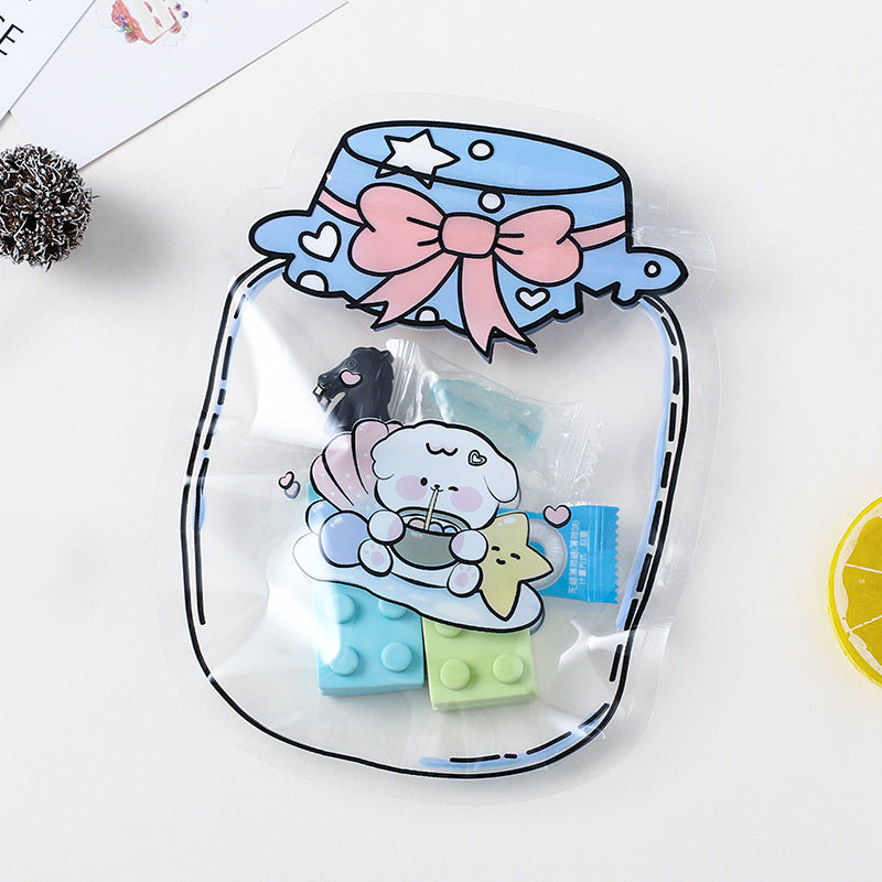 Transparent Candy Cane Pattern Top Seal Zip Lock Plastic Bags 13x17cm 10pcs 5