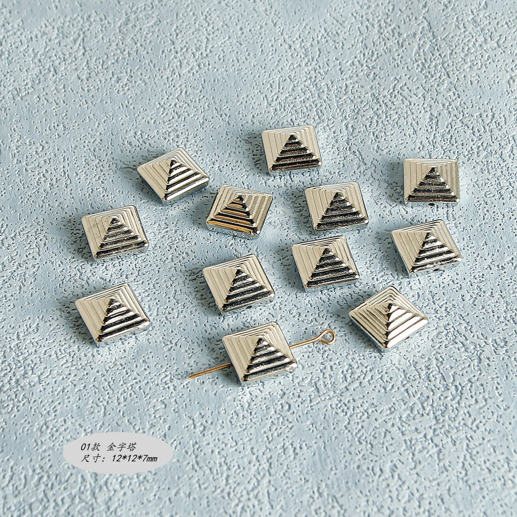Plating Irregular Shaped Acrylic Beads Metal Colored Silver 100pcs 6