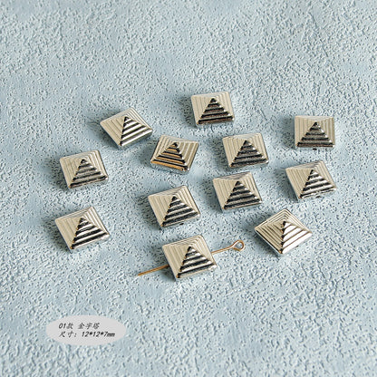 Plating Irregular Shaped Acrylic Beads Metal Colored Silver 100pcs 6
