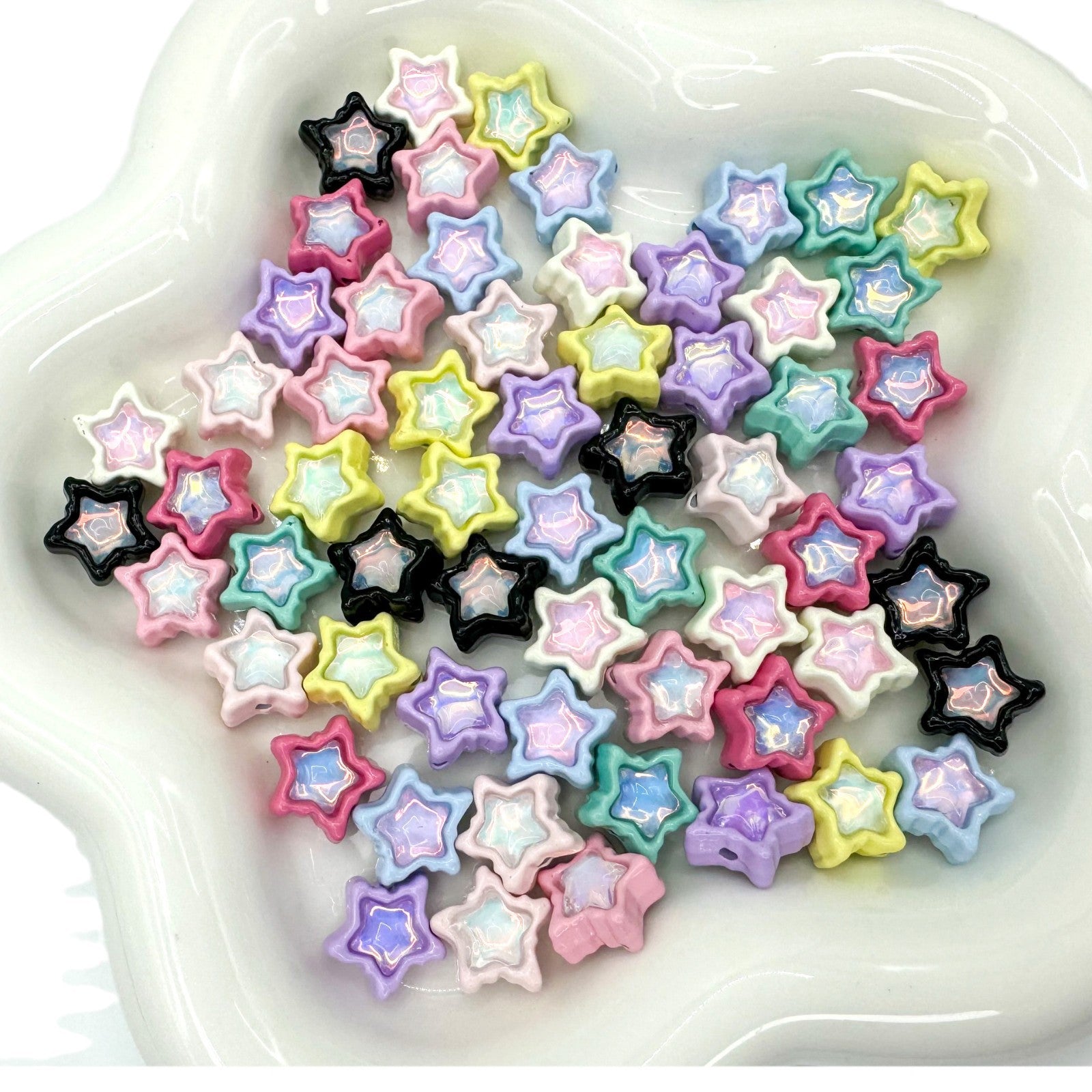 Star Metal Beads 13mm Baking Painted Zircon Embedded 10pcs 5