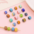 Glaze Millefiori Glass Beads 6mm Striped Colorful Glossy 10pcs