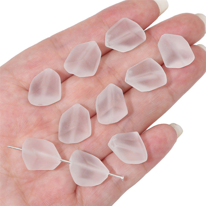 Frosted Flat Stone Glass Beads 12x15mm Matte Mixed Colors 20pcs 12
