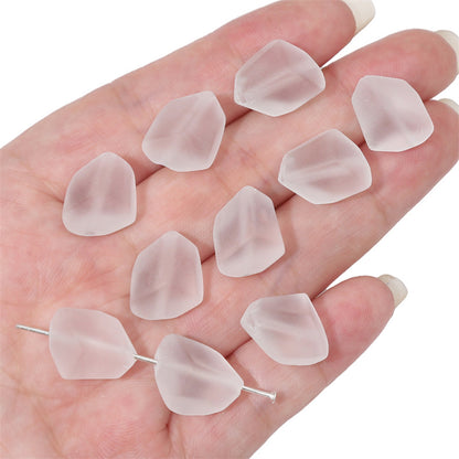 Frosted Flat Stone Glass Beads 12x15mm Matte Mixed Colors 20pcs 12