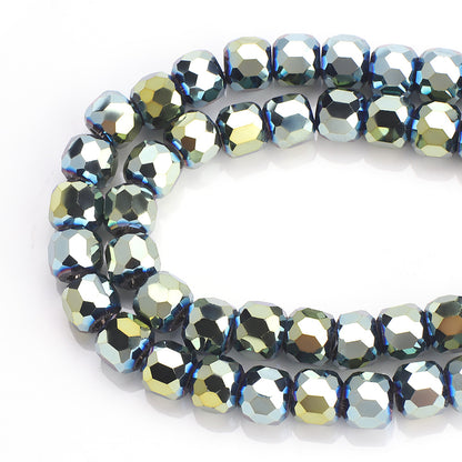 Faceted Glass Beads 8mm Plating Large Hole Mixed Colors 50pcs 21