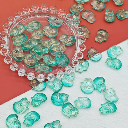 Czech Glass Beads Fox 18mm Translucent Pastel Colors 25pcs 14